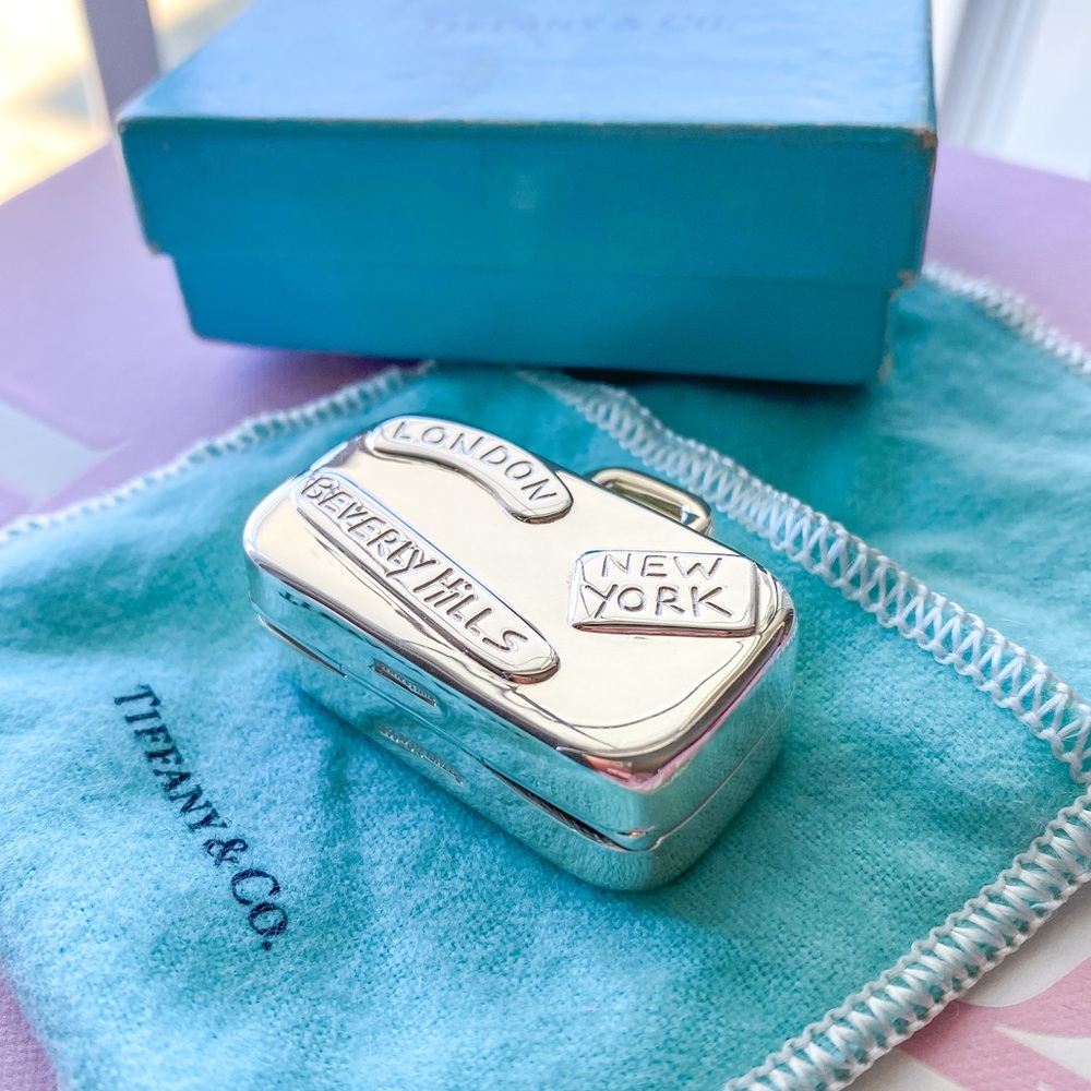 Tiffany & Co. Sterling Silver Travel Luggage Suitcase Pill or Trinket Box